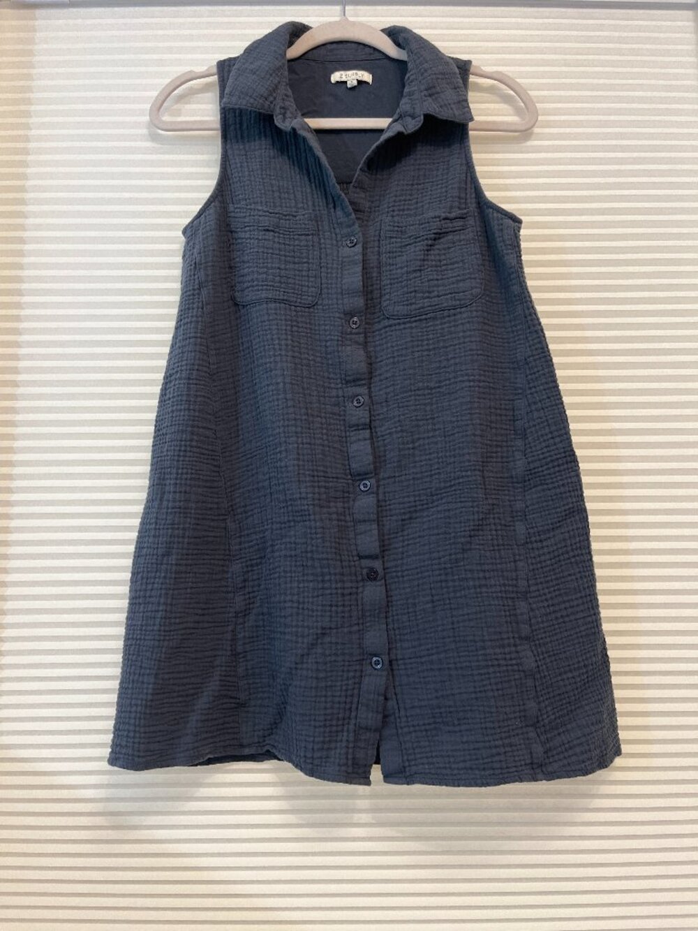 Blue Tunic Mini Dress, Size S, 100% cotton.